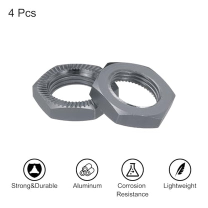 MECCANIXITY Aluminum 17mm RC Wheel Nut Thread M12x1.0mm Hex Wheel Nuts RC Wheel Nut for 1/8 RC Model Car Trucks Off Road Car Upgraded Parts Pack of 4(Bright Gray) - color: Bright Gray