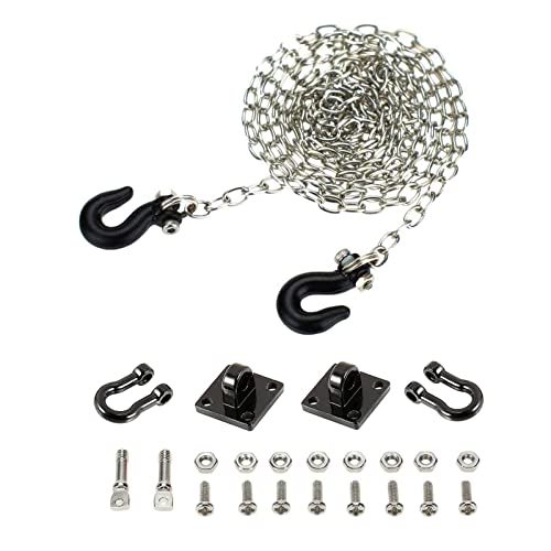 1/10 Scale Accessories Metal Tow Hook Chain Trailer Steel Tow Rope Buckle Kit U Shackles Parts Compatible with RC Crawler Car for Axial SCX10 TRX4 Tamiya (Hook Chain/Silver Kit) - color: Hook Chain/Silver Kit