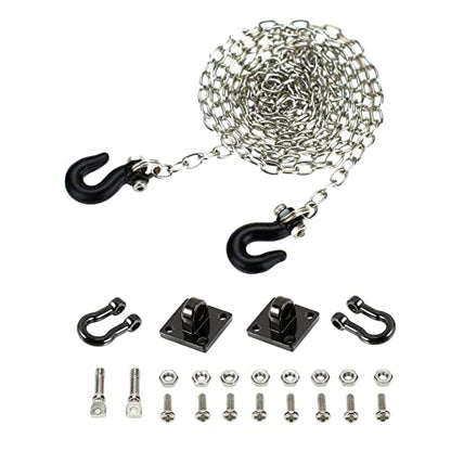 1/10 Scale Accessories Metal Tow Hook Chain Trailer Steel Tow Rope Buckle Kit U Shackles Parts Compatible with RC Crawler Car for Axial SCX10 TRX4 Tamiya (Hook Chain/Silver Kit) - color: Hook Chain/Silver Kit