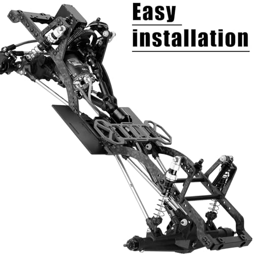 LCG Carbon Fiber Chassis Kit & Front Mounted Transmission Upgrades Part for 1/10 RC Crawlers SCX10 SCX10 II Capra 1.9 UTB and Other DIY Builds,Aluminum Gearbox Carbon Fiber Chassis,Black - color: Black(for 1/10)