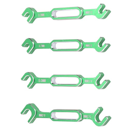 4PCS RC Turnbuckle Wrench, 3.0 3.2 3.5 3.7 4.0 5.0 5.5 6.0mm RC Wrench, Aluminum Alloy Turnbuckle Nut Ball Joint Remover, RC Universal Repair Tool (Green) - color: Green