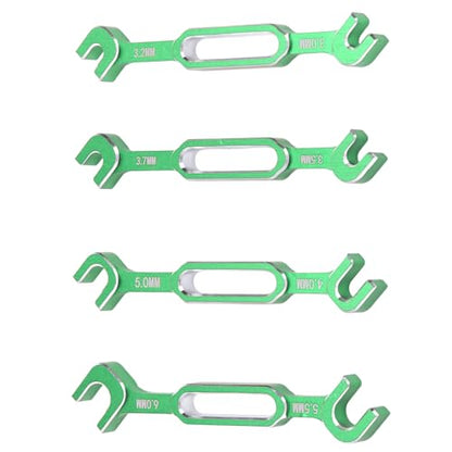 4PCS RC Turnbuckle Wrench, 3.0 3.2 3.5 3.7 4.0 5.0 5.5 6.0mm RC Wrench, Aluminum Alloy Turnbuckle Nut Ball Joint Remover, RC Universal Repair Tool (Green) - color: Green