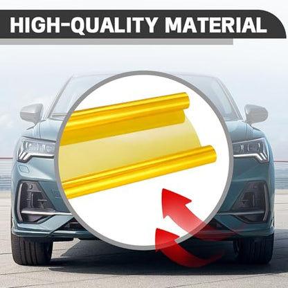 Car Lamp Film 12 X 48inch Cuttable and Stretchability, Non-Marking Self-Adhesive Decals Car Decor, Car Headlight Taillight Fog Lamp Packaging Protective Film, Yellow - color: Yellow