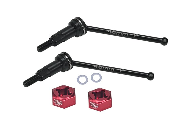4140 Medium Carbon Steel Front CVD Drive Shafts with Aluminum 7075 Wheel Hex for Arrma 1/18 Granite GROM MEGA 380 Brushed 4X4 Monster Truck ARA2102 Upgrade Parts - Red