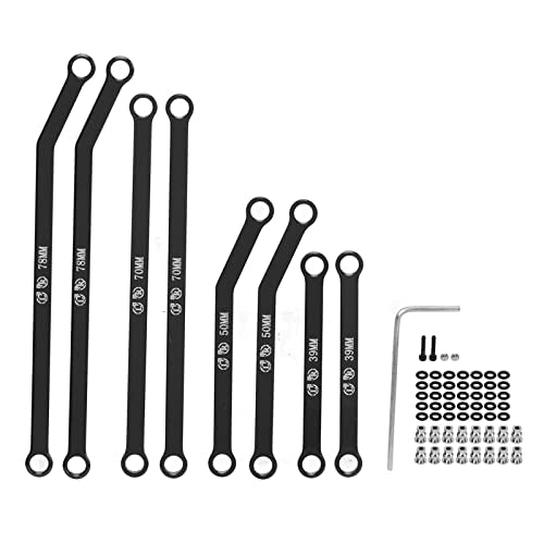 RiToEasysports Aluminum Alloy High Clearance RC Links Set Steering Linkage Rod with Anti Wear Precision Manufacturing for AXIAL SCX24 1/24 RC Crawler (Black) - color: Black
