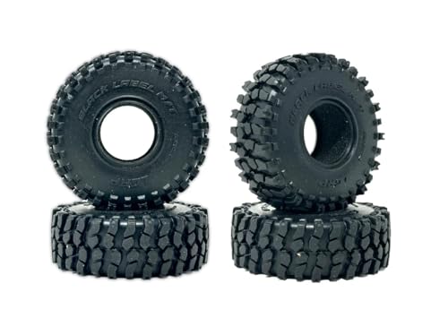 Little Guy Racing Parts Black Label M/T (63mm) 1.0 Inch Tires Compatible with 1/24 RC Axial SCX24, RGT, Element, Enduro, URUAV (4 Tires per Order), Black, 63mmx21mmR1 + Free LGRP Sticker
