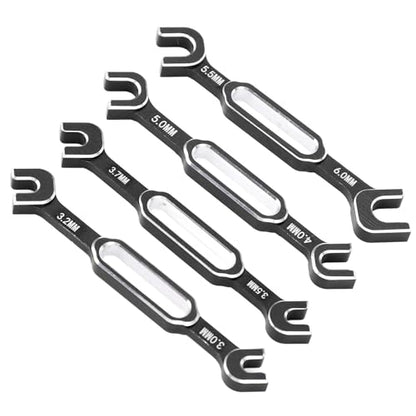 RC Car Wrench, 3.0 to 6.0mm Aluminum Alloy Turnbuckle Nut Ball Joint Remover Wrench Set, with Lightweight Durable Construction for Adjusting Ball Joints, Pull Rods, and Push Rods (Black) - color: Black
