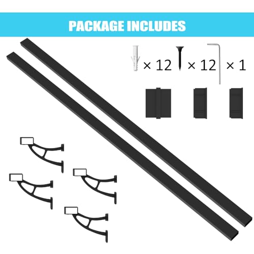 Foot Rail Kit–Wall Mounted Bar Railing Multiple Sizes (8 Feet) | Black Heavy Duty Metal Railing Hardware, Combined Installation and Sturdy Square Tube Design, for Restaurant, Bar,Office,Home - size: 8 Feet