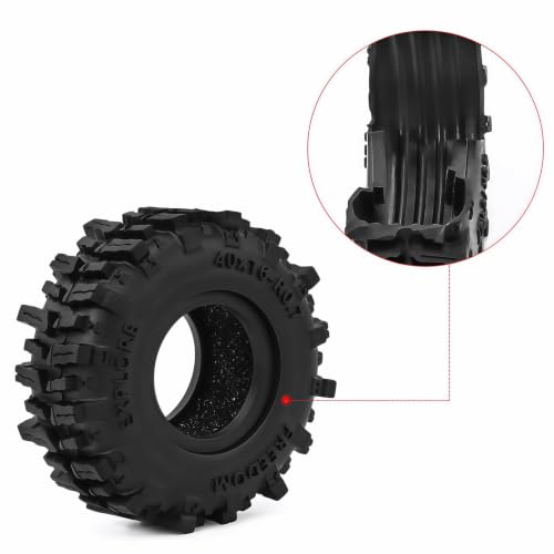 0.7" Swamp Claw Tires 40x16mm for 1/30 Axial SCX30 1/32 Redcat Ascent-32 RC Crawler – Super Soft Sticky Rubber, Easy Mount, Foam Insert (4pcs) - color: Black a