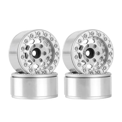4PCS 1.55 Inch Aluminum Alloy Metal 10Holes Beadlock Wheel Rim Hubs Replacement Accessory for Tamiya AX90069 D90 TF2 CC01 CC02 1/10 RC Crawler Car Upgrade Parts(B-Silver) - color: B-Silver