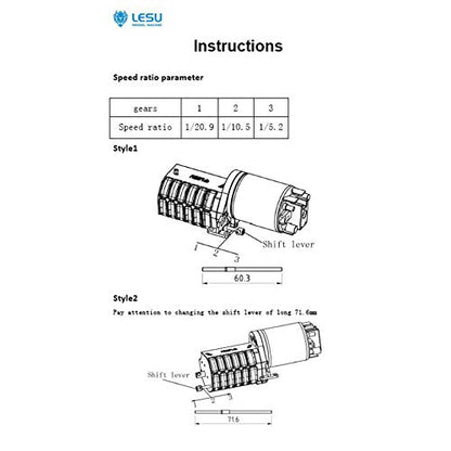 Lesu 3-Grade Gearbox D Transmission Motor for 1/14 Rc Tractor Trailer Truck,Compatible with DIY Tamiya Model - size: F-5021-D