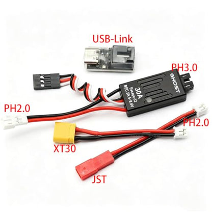Ghost Brushless ESC 30A Electric Speed Controller with 5A BEC 5~8.4V for TRX4M 1/18 & SCX24 1/24 RC Crawlers Car with ESCape32 WiFi-Link Parameter Configuration Tool - color: 30A ESC