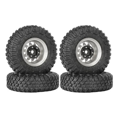 4PCS RC Car 1.55 Inch Tyres Aluminum Alloy Metal Beadlock Wheel Rim and Rubber Tires for 1/10 RC Crawler Car for Axial AX90069 D90 TF2 Tamiya CC01 LC70 MST JIMNY(85mm-10Holes Silver) - color: 85mm-10Holes Silver
