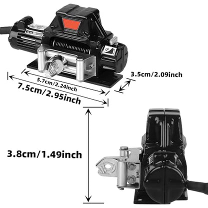 RC Metal Winch Wireless Remote Controller System for 1/10 RC Crawler Car Axial SCX10 90046 TRX4 TRX6 Gen8 Upgrade Parts (Black)
