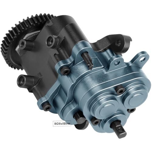 RC Aluminium Gearbox Upgrades Part for 1/10 TRX4 TRX6 RC Crawler,Alloy Transmission Case 2 Speed Transmission Box Gear Box w/Steel Gear Hops up,Titanium & Black - color: Titanium&black(1set)