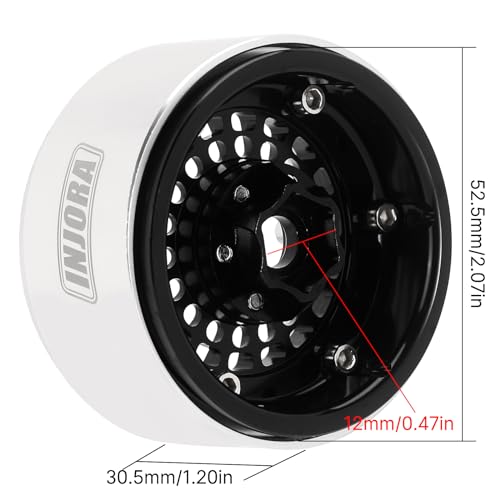 INJORA Turbine 1.9" Aluminum Wheel Offset -10mm for 1/10 RC Crawler（Black - color: Black