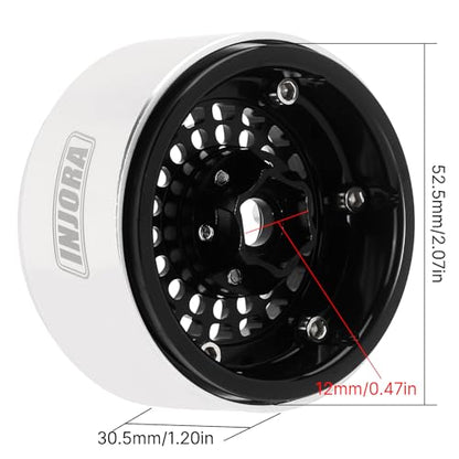 INJORA Turbine 1.9" Aluminum Wheel Offset -10mm for 1/10 RC Crawler（Black - color: Black
