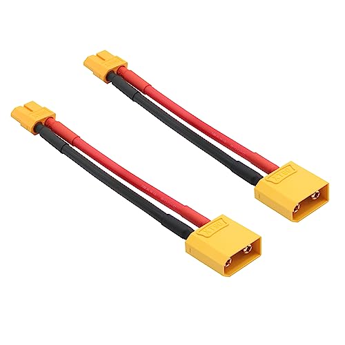 Short XT90 Male to XT60 Female Connector Converter 10cm/3.9inch,XT60 Female to XT90 Male Connector Adaptor with 12AWG Cable for RC ESC and RC Lipo Charger(2Pcs) - style: 2Pcs 10CM - XT90 Male to XT60 Female