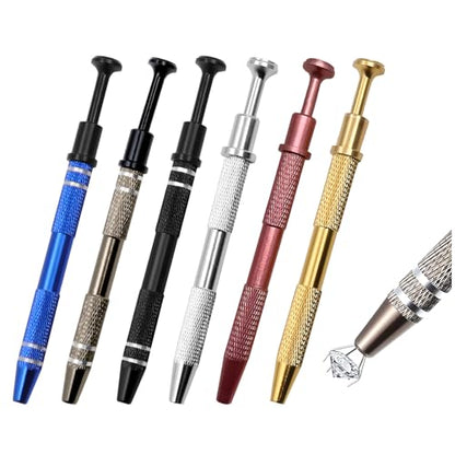 6 Pack Jeweler’s Pick Up Tool – 4 Claw Sprinkle Pen Grabber Tool Set (Stainless Steel, 4.5in) for Piercing Ball, Earrings, Diamonds, Jewelry Tweezers, DIY Craft Repair - style: 6pcs