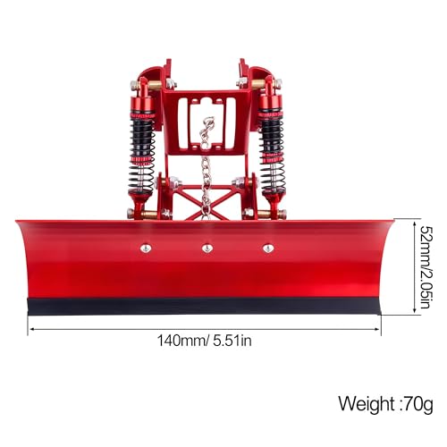 RC Snow Plow for TRX4M & SCX24, Adjustable Aluminum 1/18 1/24 RC Crawler Plow, Servo Operated Snow & Sand Shovel Upgrade, CNC Metal RC Plow Truck Accessory (Red) - color: Red