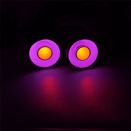 QUE-T 22mm 2 LEDs Angel Eyes & Demon Eyes LED Headlight/Back Light for 1:10 RC Model Crawler Cars, (Purple + Yellow, 22MM) - color: Purple + Yellow, size: 22MM