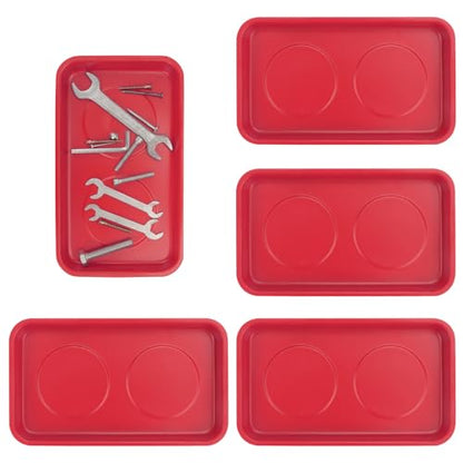 5 PCS Magnetic Trays, 9.4X5.5x1.4Inch, Magnet Tool Tray, Magnetic Parts Tray, Red, by GENHAKON - size: 5 PCS Rectangle Red