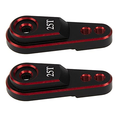 2Pcs Vgoohobby Metal 25T Servo Horn Steering Arm for Standard Servo Motors Compatible with Traxxas TRX4 Axial SCX10 Tamiya 1/10 RC Crawler Truck (Red-Black) - color: Red-black