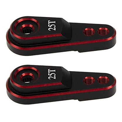 2Pcs Vgoohobby Metal 25T Servo Horn Steering Arm for Standard Servo Motors Compatible with Traxxas TRX4 Axial SCX10 Tamiya 1/10 RC Crawler Truck (Red-Black) - color: Red-black