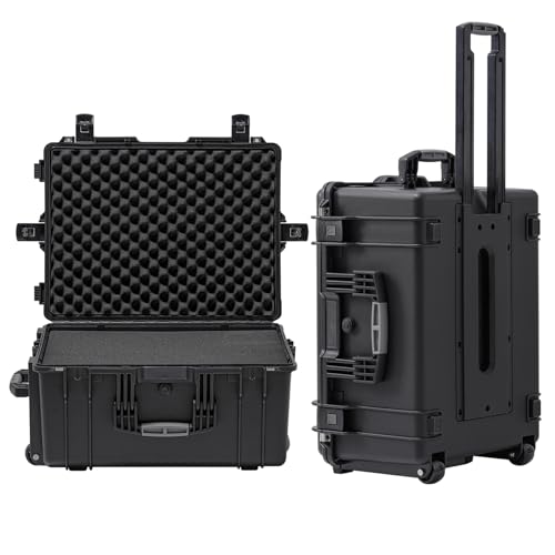 Regetek Rolling Hard Case with Foam,26 x 20 x 13 Inch, Equipment Case with Wheels and 4 Handles for camera, Drone,tool, electronics,Shockproof, Waterproof, TSA Friendly, Inner 22.64"X 16.73"X9.84"
