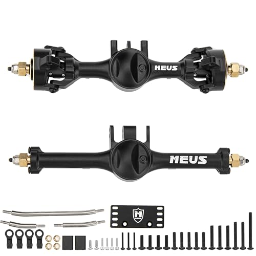 MEUS RACING 5mm ISO V2 TRX4M Axles with Adjustable Servo Mount for TRAXXAS 1/18 TRX4M RC Crawler (Black) - color: Black