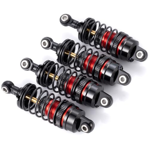 Aluminum Adjustable Progressive Shock for Tra-xxas 1/16 Mini Slash | 4X4 Rally VXL Ford RS200 Short Course Truck Upgrade 4pcs Adjustable Spring Damper Red