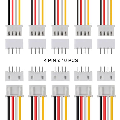 10Pairs JST-XH Connector Kit, XH 2.54mm 4 Pin Header Male and Female Connectors Plug Adapter with Flat Wire Cable 200mm 26AWG Compatible with JST XH (4P) - color: 4P