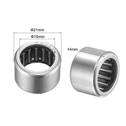 uxcell HK1514 Needle Roller Bearings 15mm Bore 21mm OD 14mm Width Chrome Steel Open End 10pcs - size: 15x21x14mm