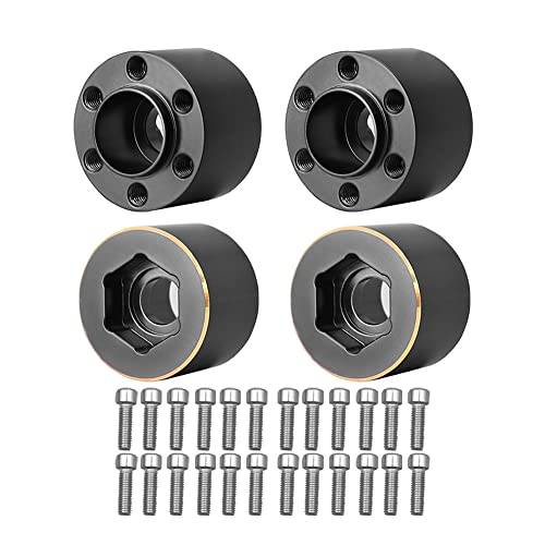 4Pcs Brass Weights 1.9 2.2 Inches Beadlock Wheels 12mm Hex Wheel Hub Widen Adapters for SCX10 TRX4 1/10 RC Crawler Upgrades (Black, 15mm) - color: Black, size: 15mm