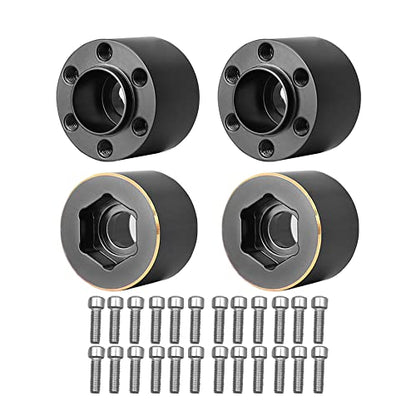 4Pcs Brass Weights 1.9 2.2 Inches Beadlock Wheels 12mm Hex Wheel Hub Widen Adapters for SCX10 TRX4 1/10 RC Crawler Upgrades (Black, 15mm) - color: Black, size: 15mm