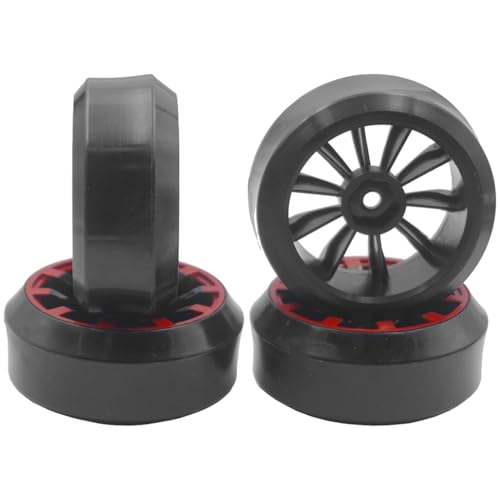 4Pack Vgoohobby RC Drift Wheels and Tires Set,RC Hard Tyres & Wheel Rims 12mm Hex Compatible with Traxxas HSP Tamiya Kyosho 1/10 Model On-Road Drift Drifting RC Car