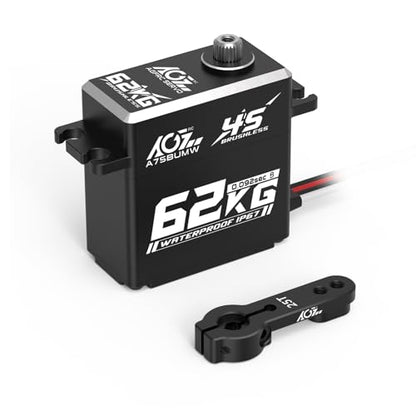 AGFRC 62KG 16.8V Waterproof Servo for 1/10 1/8 RC Cars (A75BUMW) | 0.092sec/60° @16.8V, Brushless Motor, Full Metal Gears, Digital, Programmable, Fits 1/10 & 1/8 RC Buggies / Trucks