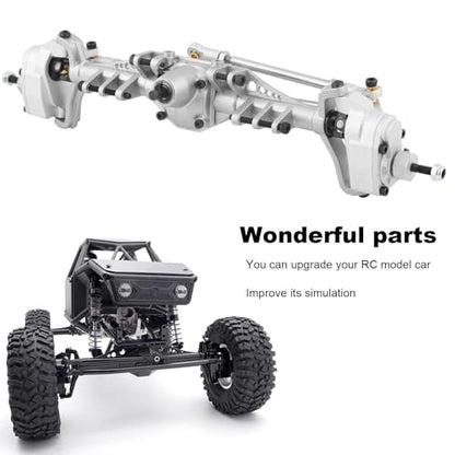 RC Front Axle，Aluminum Alloy Front and Rear Portal Axles Assembly 250mm/9.8in Length Metal Upgrades Accessories for 1.9 UTB RC Car (Silver) - color: Silver
