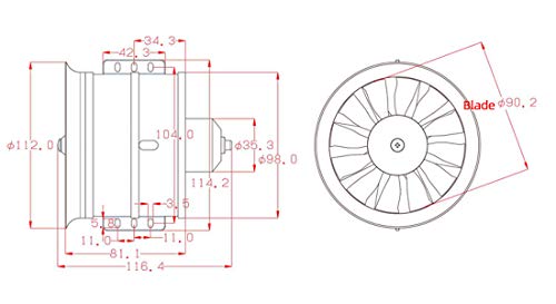 DD 90mm EDF 12 Blades Ducted Fan with 1450KV RC Brushless Motor Balance Tested for EDF 6S RC Jet Airplane - size: 90MM EDF, style: Motor Only