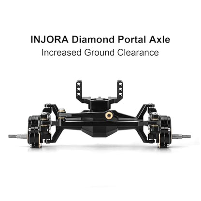 INJORA +5mm Diamond Portal Axles with Brass Steering Knuckles for TRX4M - color: Black Brass