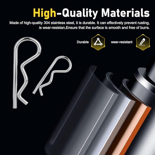 80 PCS Cotter Pin Assortment Kit, 6 Sizes 304 Stainless Steel Hitch Pin Clips, Heavy Duty Retaining Pins for Hitch Lock System, Trucks & Engine Repair