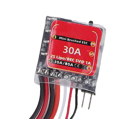 Keenso Brushed ESC, 30A Mini Electronic Speed Controller with Brake for 2S LiPo and NiMH Battery in 1/32 1/18 /24 Scale RC Cars