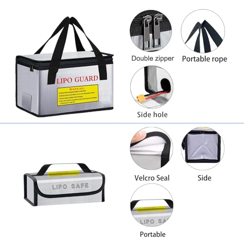 3PCS Lipo Battery Safe Bag Fireproof Charging Bag for RC Lipo Battery Pack Storage Charging Transport, Home Office Travel Lipo Safe Storage Pouch - size: Unknown Dimensions (3 pcs)
