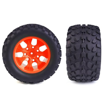 Hosim 70 * 125 mm RC Tires, All Terrain Soft Tire Mounted on 12mm Hex Wheels (Set of 4) for 1/10 RC Cars (Red Wheel hub) - color: Red