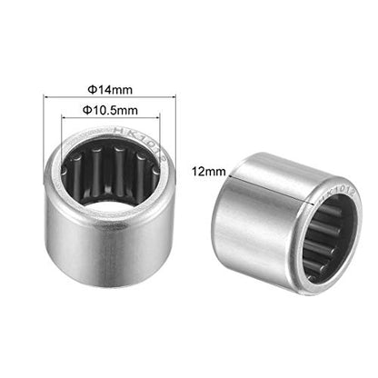 uxcell HK1012 Needle Roller Bearings 10mm Bore 14mm OD 12mm Width Chrome Steel Open End 10pcs - size: 10x14x12mm