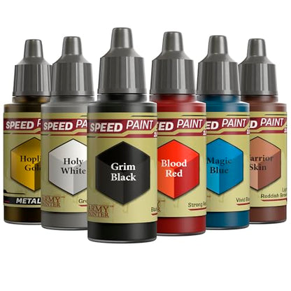 The Army Painter, Speedpaint 2.0 Fantasy Colours Bundle, 6 x 18 ml | Oro, bianco, nero, rosso, blu e marrone, per dipingere miniature Warhammer e Dungeons and Dragons - color: Fantasy Colours