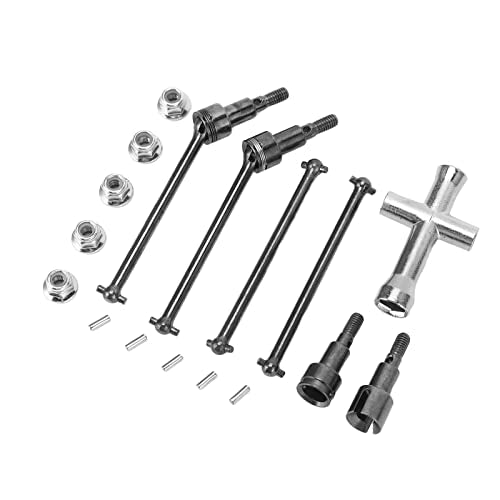 RC Car Driveshaft, Durable Steel CVD Front Rear Drive Shaft Set for 1/16 Scale RC Vehicles, for Off-Road Racing Hobbyists and Maintenance Enthusiasts