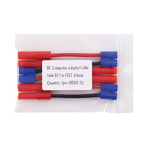 3pcs EC3 Style Male to HXT 4mm Female Connector Adapter Cable - 14awg 5cm Wire(BDHI-52)