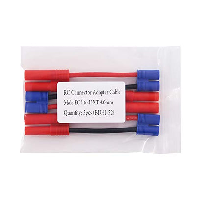 3pcs EC3 Style Male to HXT 4mm Female Connector Adapter Cable - 14awg 5cm Wire(BDHI-52)