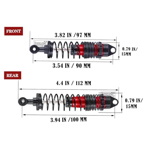 Upgrades for 1/10 Rustler/Slash/Stampede 4x4,RC Shocks&Steel Drive Shaft CVD&Adjustable Turnbuckles Camber Links&A Arm&Caster Block,Steering Blocks,Stub Axle Carriers,Wheel Hex&Hex Hub,Red - color: (1Set)Red
